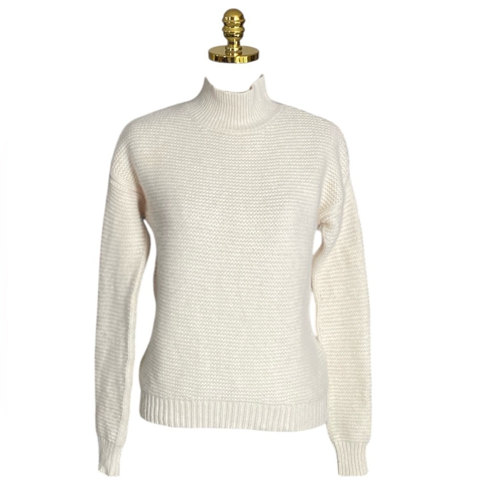 The Cashmere Project Women’s 100% Cashmere Chunky Knit Mock Neck Ivory Sweater M